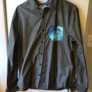On The Byas Large shirt. grey with galaxy pattern